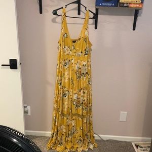 Yellow floral print dress
